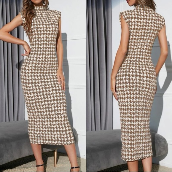 Last pack, houndstooth bodycon midi dress - Picture 2 of 10